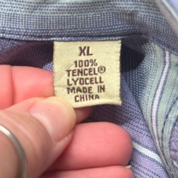 Tommy Bahama Shirt Mens XL Blue Purple Striped Long Sleeve 100% Tencel - Picture 5 of 8